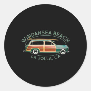Adesivo Redondo Praia Windansea, La Jolla, Califórnia Surf Vintage