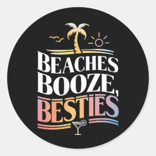 Adesivo Redondo Praias Booze e Besties Coconut Tree Summer