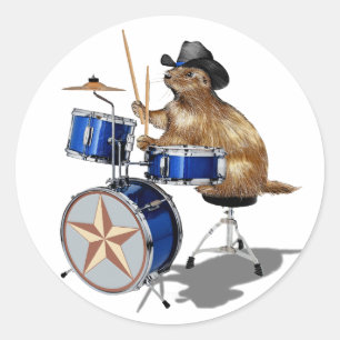 Adesivo Redondo Prairie Dog Drummer