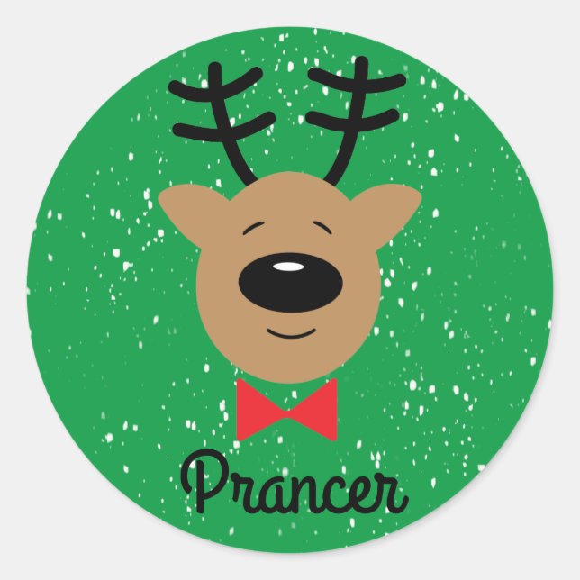 Adesivo Redondo Prancer Reindeer Classic Round Sticker (Frente)