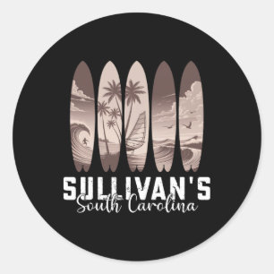Adesivo Redondo Prancha de surf da Carolina do Sul de Sullivan Hom