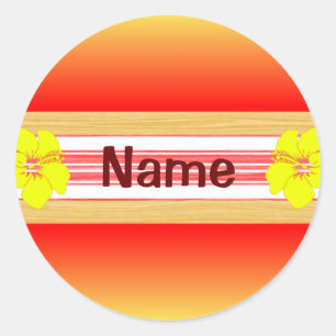Adesivo Redondo Prancha havaiana do vermelho do hibiscus