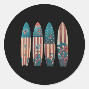 Adesivo Redondo Pranchas de Surf Patrióticas Surfista de Surf 4t