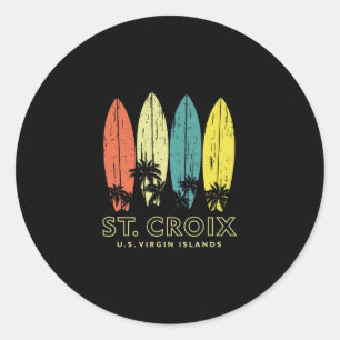 Adesivo Redondo Pranchas de Surf Retro St Croix Vintage Meninos Me