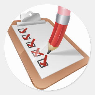 Adesivo Redondo Prancheta da avaliação dos desenhos animados com