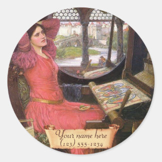 Adesivo Redondo Prancheta Pré-Raphaelite da Waterhouse Lady Shalot
