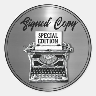 Adesivo Redondo Prata de cópia assinada da edição especial