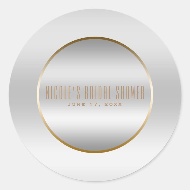 Adesivo Redondo Prata e Dourada Alegante de Glam Casado (Frente)