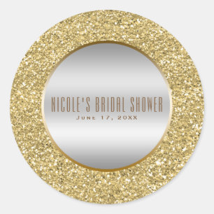 Adesivo Redondo Prata e Dourado Brilho Glam Favor de Casamento Ele