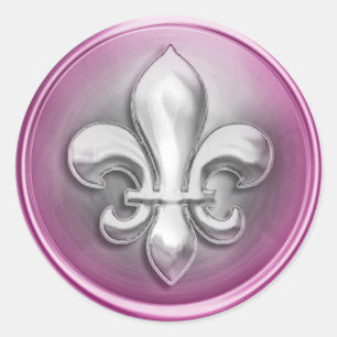Adesivo Redondo Prata e Rosa Olhar Gravado Fleur de Lis
