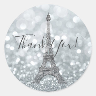 Adesivo Redondo Prata Lantejoulas Brilho Glamour Torre Eiffel Fest