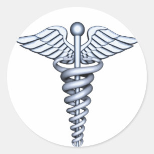 Adesivo Redondo Prata médica do símbolo