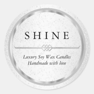 Adesivo Redondo Prata Metálica bonito e branca