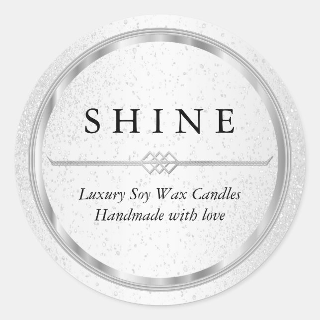 Adesivo Redondo Prata Metálica bonito e branca (Frente)