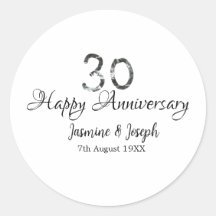 Prata Metálico 30º Feliz aniversário adicionar nom