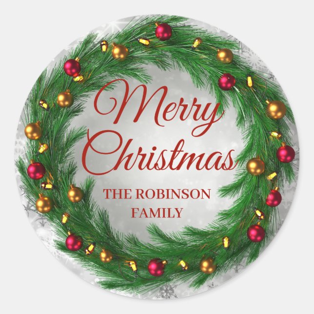 Adesivo Redondo Prata Natal Inverno Fúria Festiva (Frente)