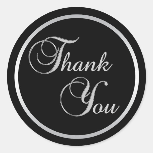 Adesivo Redondo Prata Negra Clássica Obrigado Envelope Seals (Frente)