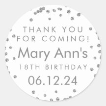 Prata Obrigado Aniversário Glitter Confetti White