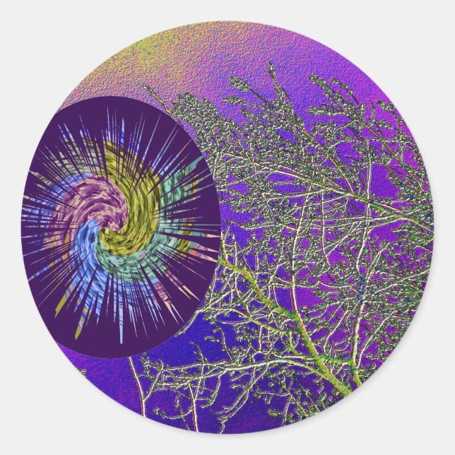 Adesivo Redondo Prata Semanas na Estrela Rovente Roxo Sagrada (Frente)