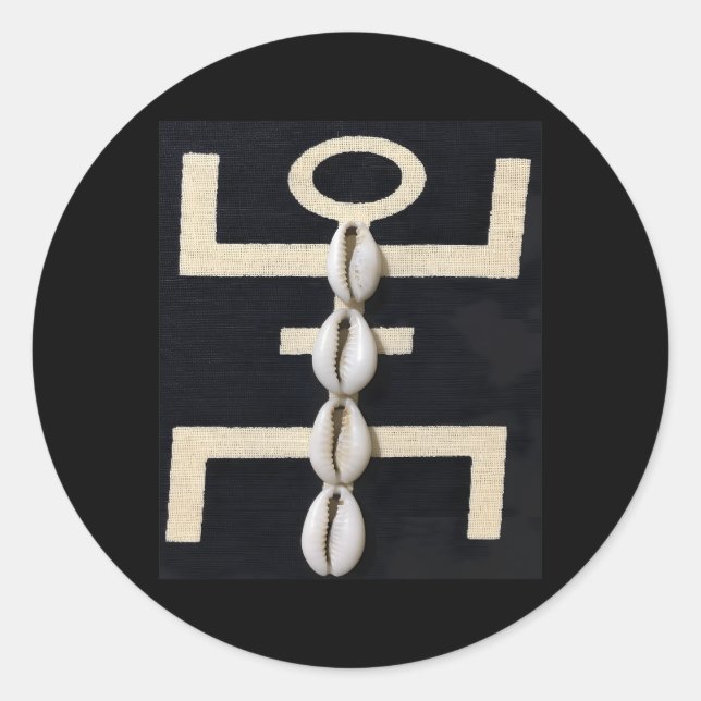 Adesivo Redondo Prateleiras de Cowrie Africana (Frente)