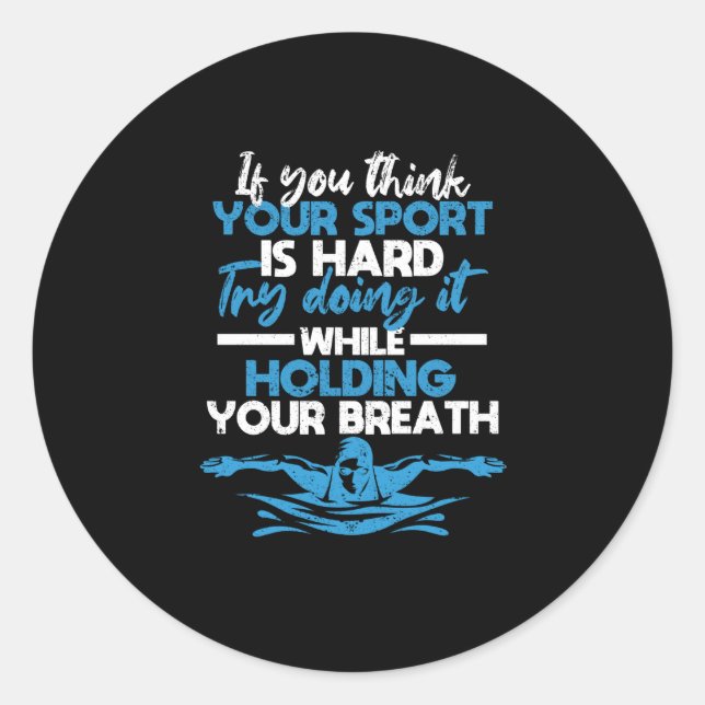 Adesivo Redondo Prática divertida de natação nadadora (Frente)