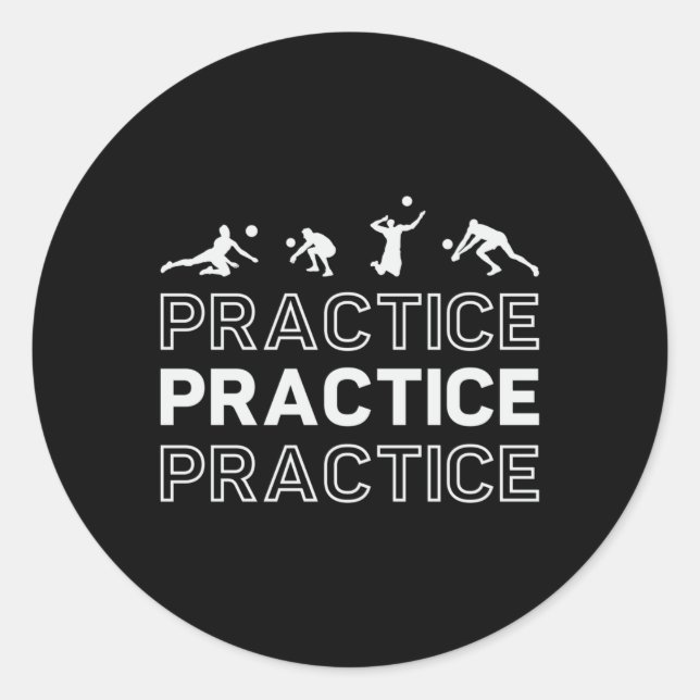 Adesivo Redondo Prática Prática de Jogadores de Voleibol Praia (Frente)