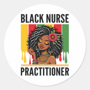 Adesivo Redondo Praticante de Enfermeira Negra Bhm Afro-Americana