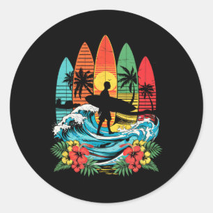 Adesivo Redondo Praticante de surfboard Havaí Onda Surfista Amante