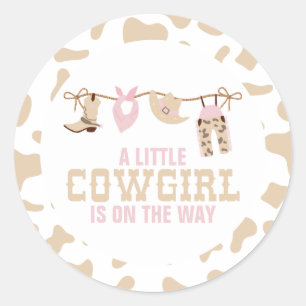Adesivo Redondo Pratos de papel para chá de bebê de cowgirl ociden