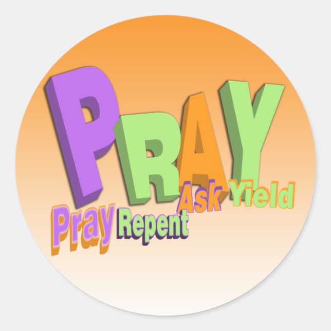 ADESIVO REDONDO PRAY ACRONYM - PRAY REPENT ASK YIELD (Frente)
