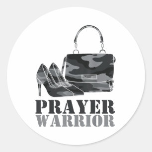 Adesivo Redondo Prayer Warrior Camo Deus Jesus Camouflage Cristão
