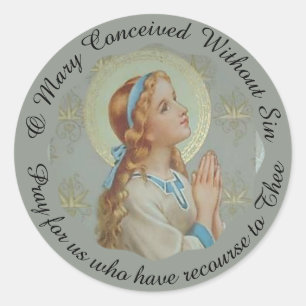 Adesivo Redondo Praying abençoado jovens de Mary da mãe
