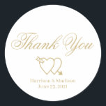 Adesivo Redondo Prazer em conhecê-lo.<br><div class="desc">Casamento Obrigado presente personalizado de guião a favor do Classic Round Stickers dois corações</div>