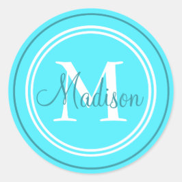 Adesivo Redondo Pré-Disquete Monograma Inicial/Nome Envelope Selo