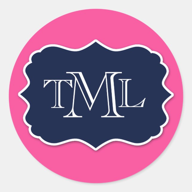 Adesivo Redondo Pré-Disquete Três Monograma E Quadro Iniciais (Frente)