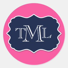 Adesivo Redondo Pré-Disquete Três Monograma E Quadro Iniciais