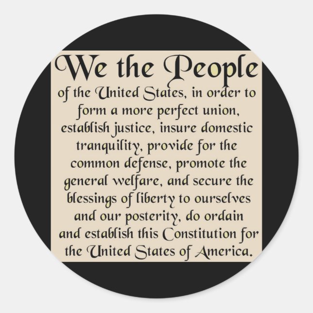 Adesivo Redondo Preâmbulo à constituição dos Estados Unidos (Frente)