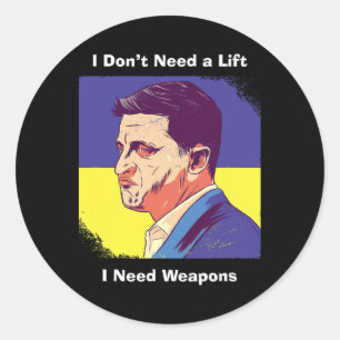 Adesivo Redondo Preciso de Armas - Zelensky Ucrânia