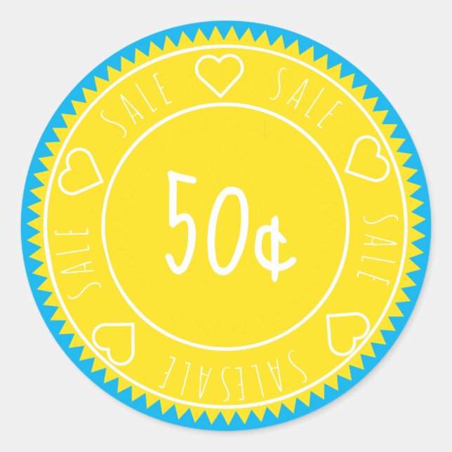 Adesivo Redondo Preço de venda amarelo-escuro personalizado (Frente)