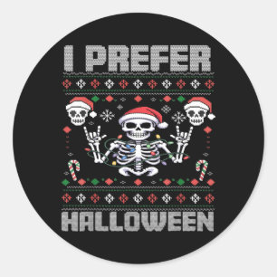 Adesivo Redondo Preferir Halloween Engraçado Natal Feio Esqueleto