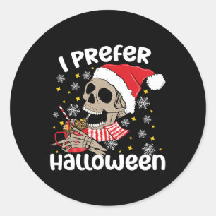 Adesivo Redondo Prefiro o Natal Engraçado do Halloween