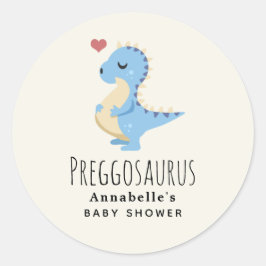 Adesivo Redondo Preggosaurus Chá de fraldas Dinossauro Cinto