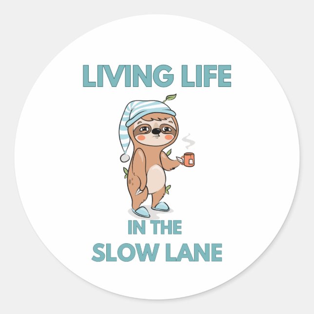 Adesivo Redondo preguiça engraçada (Frente)