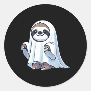 Adesivo Redondo Preguiça Fantasma de Halloween Fofo Desenho Animad