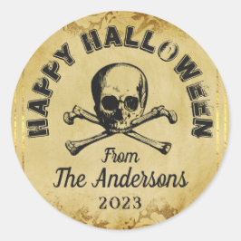 Adesivo Redondo Preguiçoso Aranhas do Crânio Gothic Festa de Hallo