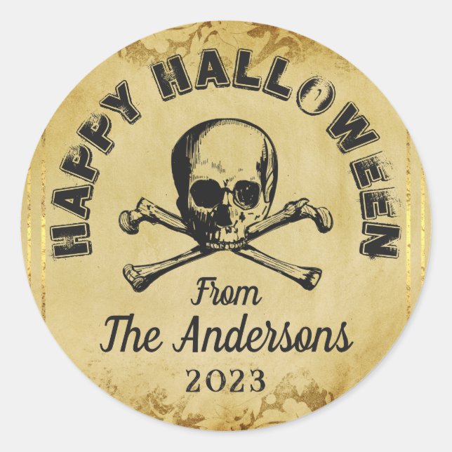 Adesivo Redondo Preguiçoso Aranhas do Crânio Gothic Festa de Hallo (Frente)