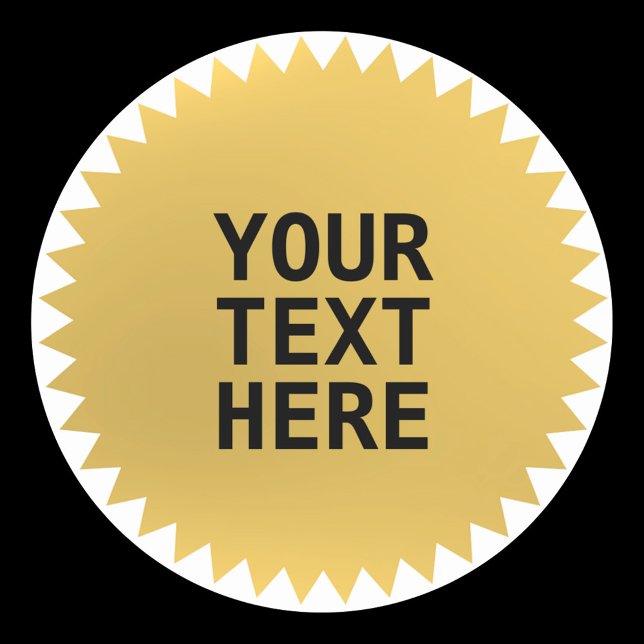 Adesivo Redondo prêmio de selo Dourado com texto personalizado (Criador carregado)