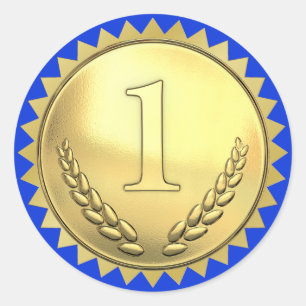 Adesivo Redondo Prêmio do primeiro lugar azul e gol do professor
