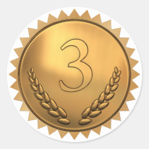 Adesivo Redondo Prêmio do Terceiro Lugar de Bronze e Branco do Pro