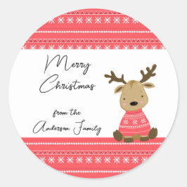 Adesivo Redondo Prêmio Reindeer de Natal 2